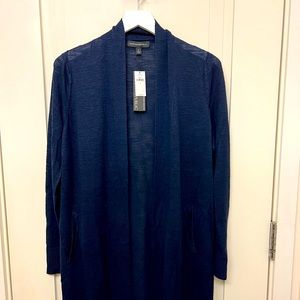 Banana Republic linen-blend duster long cardigan in blue.